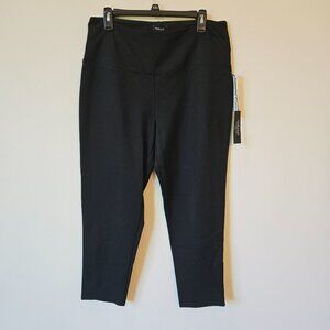Jones & Co Womens Black Cropped Leggings 1X Stretchy Activewear Pants